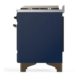 ILVE UM60FNR3MBB Majestic III 60 inch Dual Fuel Range with 9 Burners and Griddle, Dual Function Burner up to 25,000 BTU (Natural Gas, Triple Glass Door, Midnight Blue, Burnished)