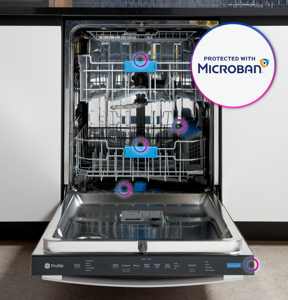 GE Profile™ ENERGY STAR® Fingerprint Resistant Top Control Stainless Interior Dishwasher with Microban™ Antimicrobial Technology