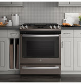 GE® 30" Slide-In Front-Control Convection Gas Range