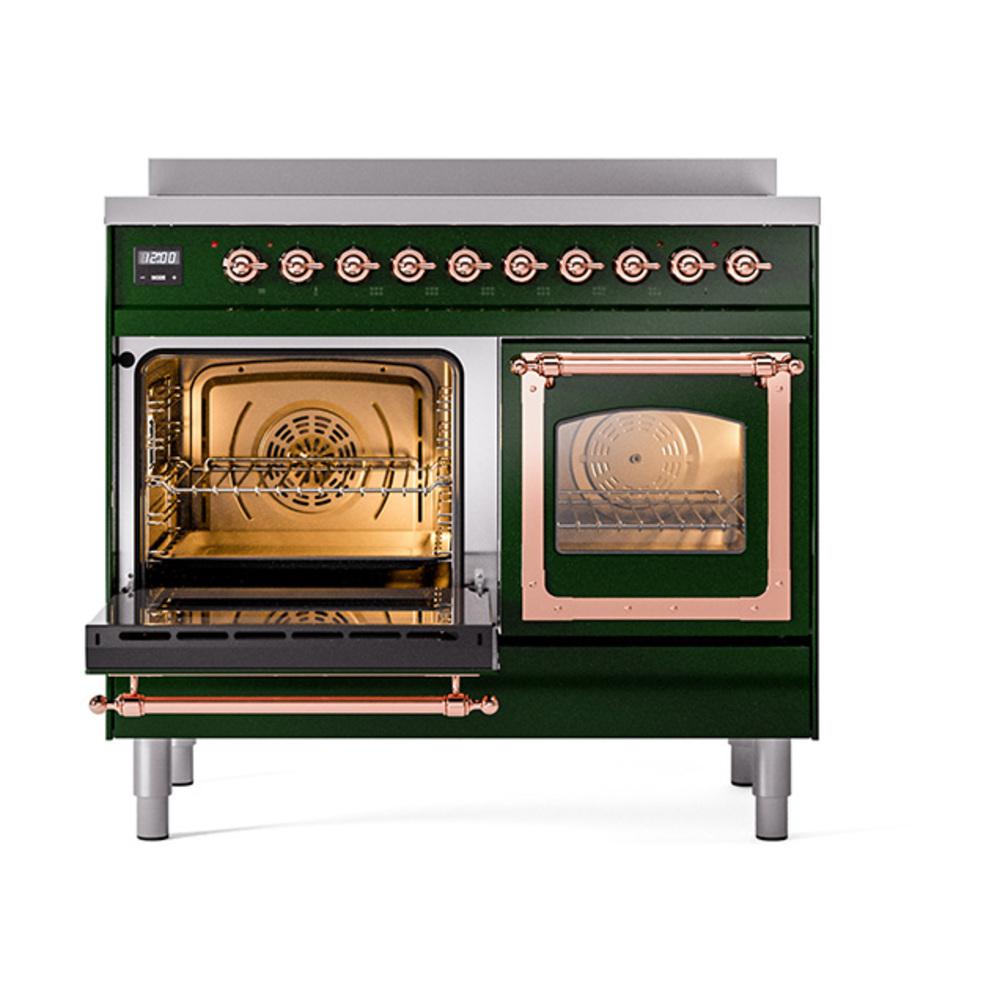 ILVE UNDI406NMPEGP Nostalgie II Noblesse 40 inch Induction Range (Triple Glass Door, Emerald Green, Copper)