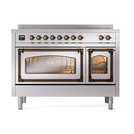 ILVE UNI486NMPSSB Nostalgie II Noblesse 48 inch Induction Range (Triple Glass Door, Stainless Steel, Burnished)