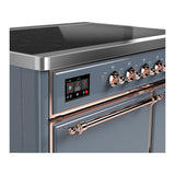 ILVE UMDIB40QNR3BGP Majestic III 40 inch Induction Range with 6 Elements, 3.82 cu. ft. Total Oven Capacity (Solid Door, Blue Grey, Copper)