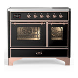 ILVE UMDIB40NR3BKP Majestic III 40 inch Induction Range with 6 Elements, 3.82 cu. ft. Total Oven Capacity (Triple Glass Door, Glossy Black, Copper)