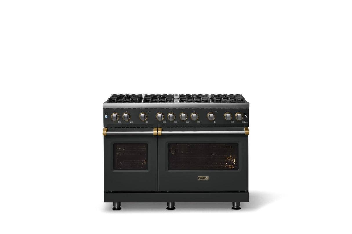 48"W. Sealed Burner Gas Range (Burner: 8b, Finish: Antique Bronze, Trim: Brushed Brass, Fuel: Natural Gas)