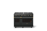 48"W. Sealed Burner Gas Range (Burner: 8b, Finish: Antique Bronze, Trim: Brushed Brass, Fuel: Natural Gas)