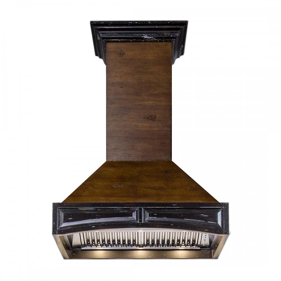 ZLINE Wooden Wall Mount Range Hood in Antigua and Walnut - Includes Remote Motor [Size: 36 Inch]