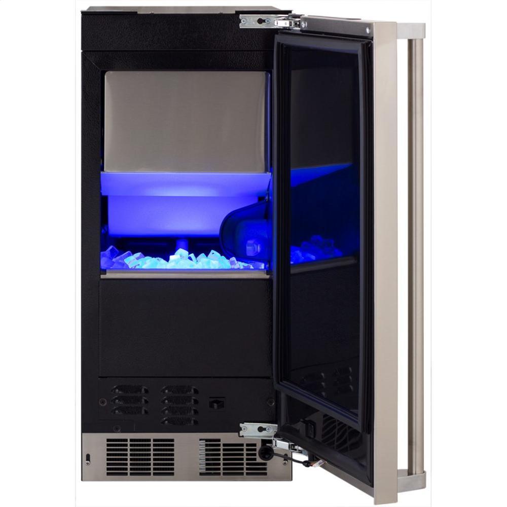 15" Clear Ice Machine with Sapphire Illuminice - Gravity Drain - Stainless Steel Door with Integrated Left Hinge