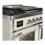 ILVE UMD40FNR3AWCLP Majestic III 40 inch Dual Fuel Range with 6 Burners and Griddle, Dual Function Burner up to 25,000 BTU (Liquid Propane, Triple Glass Door, Antique White, Chrome)