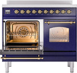 Nostalgie II 40 Inch Electric Freestanding Range in Blue with Brass Trim