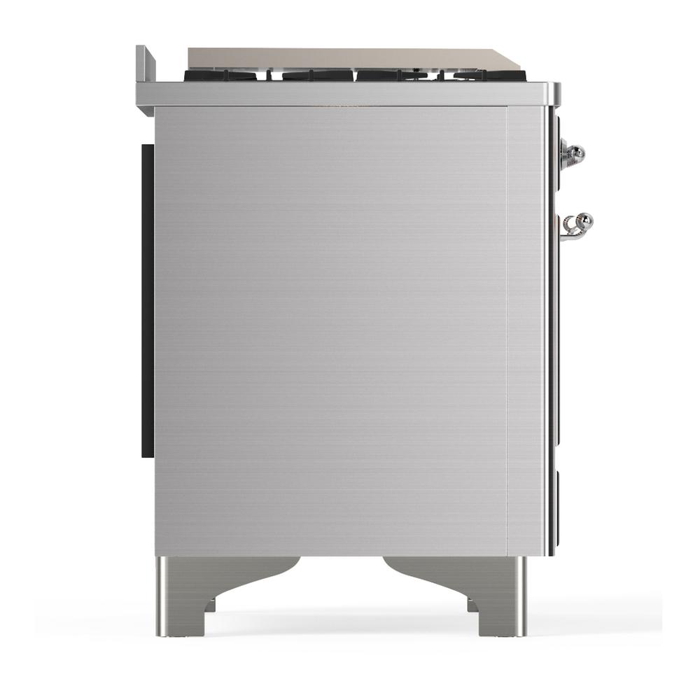 ILVE UM60FSQNR3SSCLP Majestic III 60 inch Dual Fuel Range with 7 Burners, Griddle and French Top, Dual Function Burner with up to 25,000 BTU (Liquid Propane, Solid Door, Stainless Steel, Chrome)