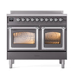 ILVE UNDI406NMPMGC Nostalgie II Noblesse 40 inch Induction Range (Triple Glass Door, Graphite Matte, Chrome)