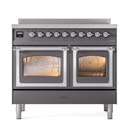 ILVE UNDI406NMPMGC Nostalgie II Noblesse 40 inch Induction Range (Triple Glass Door, Graphite Matte, Chrome)