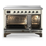 ILVE UMIB48QNR3AWB Majestic III 48 inch Induction Range with 6 Elements, 5.02 cu. ft. Total Oven Capacity (Solid Door, Antique White, Burnished)