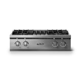 30"W. Gas Rangetop (Finish: Stainless Steel, Trim: Polished Chrome, Fuel: Propane)