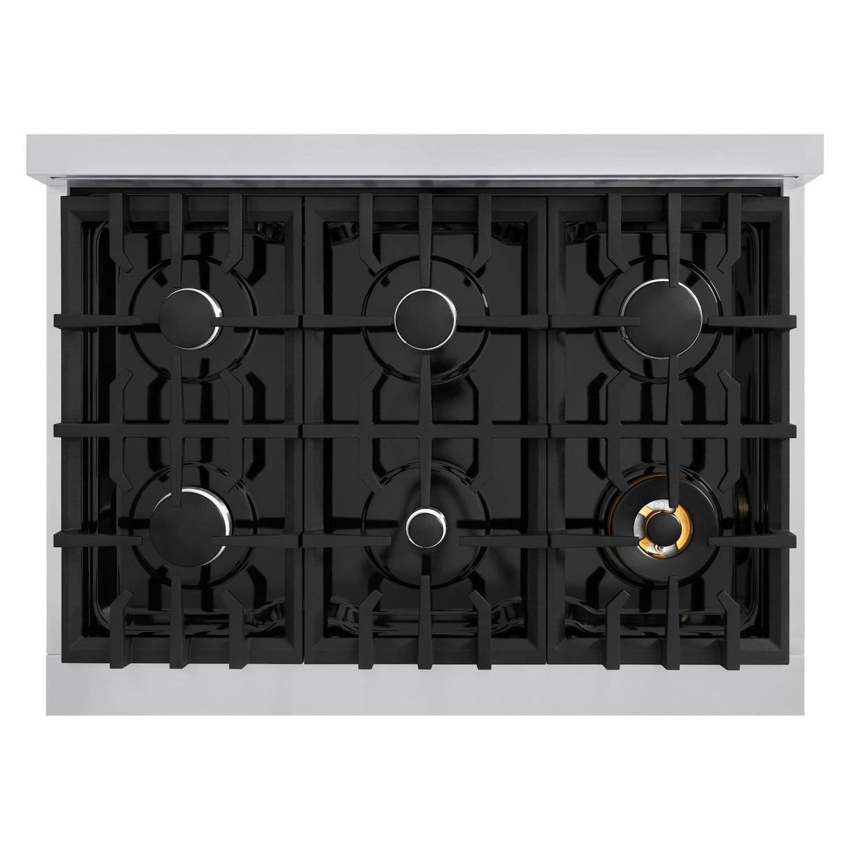 ZLINE 36 in. 5.2 cu. ft. Classic Dual Fuel Range with 6 Burner Gas Cooktop and Electric Convection Oven in Stainless Steel with Black Matte Door (CDR-BLM-36)