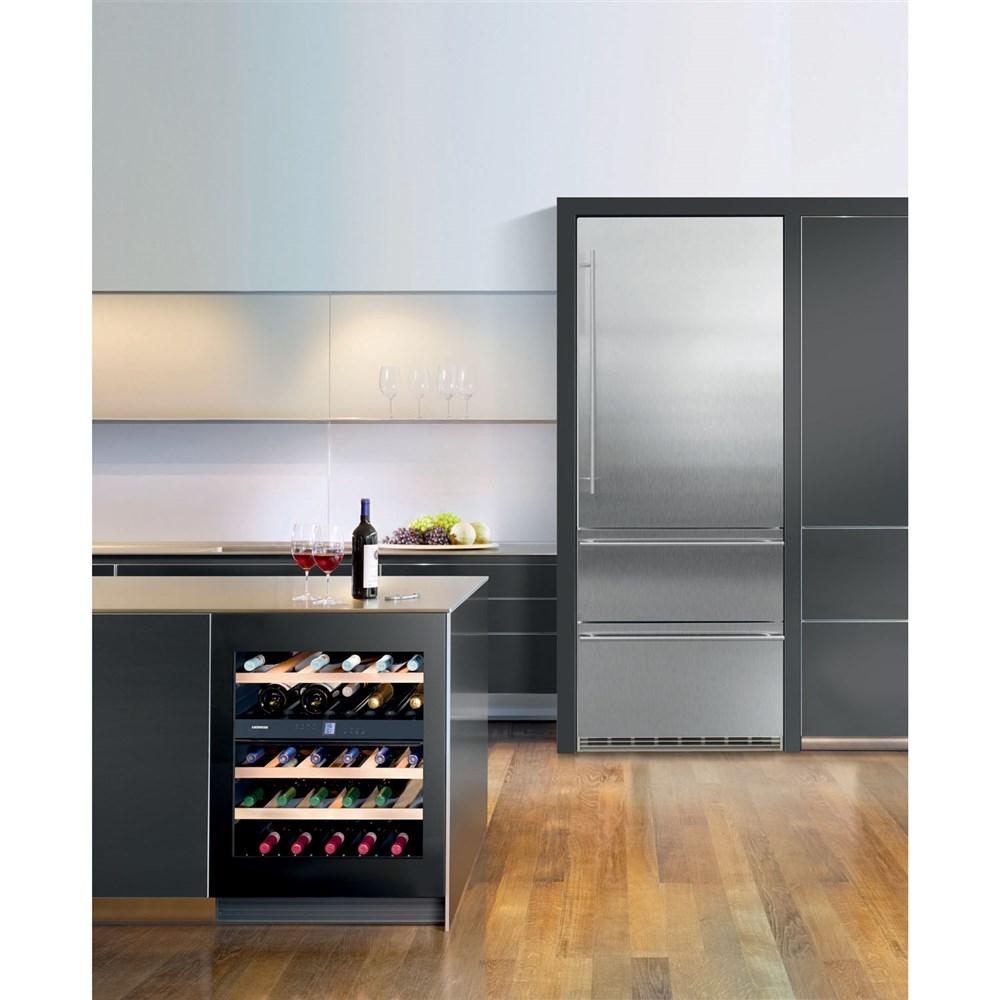 Undercounter Wine Cabinet, 24", Lock, 2 Zone, Reversible Door