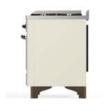 ILVE UM36FNR3AWBLP Majestic III 36 inch Dual Fuel Range with 6 Black Brass Burners and Griddle, Dual Function Burner up to 25,000 BTU (Triple Glass Door, Antique White, Burnished, Liquid Propane)