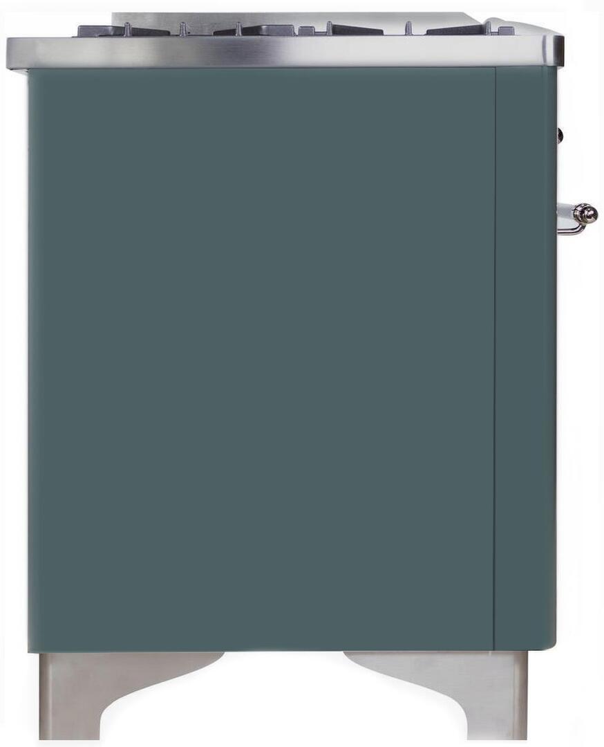 Majestic II 36 Inch Dual Fuel Natural Gas Freestanding Range in Blue Grey with Chrome Trim