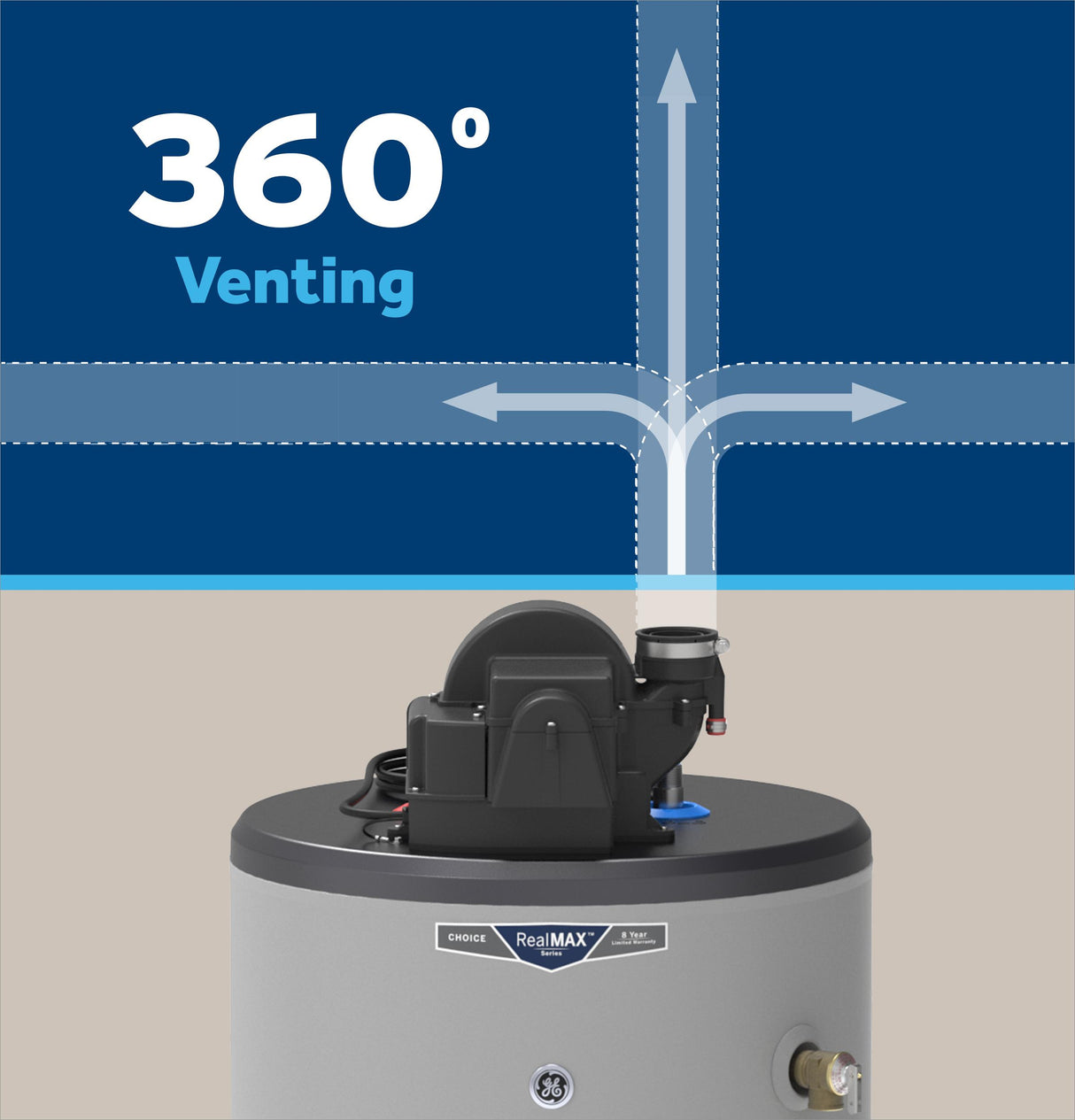 GE RealMAX Choice 40-Gallon Tall Liquid Propane Power Vent Water Heater