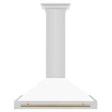 ZLINE 36 in. Autograph Edition Convertible Stainless Steel Range Hood with White Matte Shell and Champagne Bronze Accents (KB4STZ-WM36-CB) [Color: Champagne Bronze Accents]