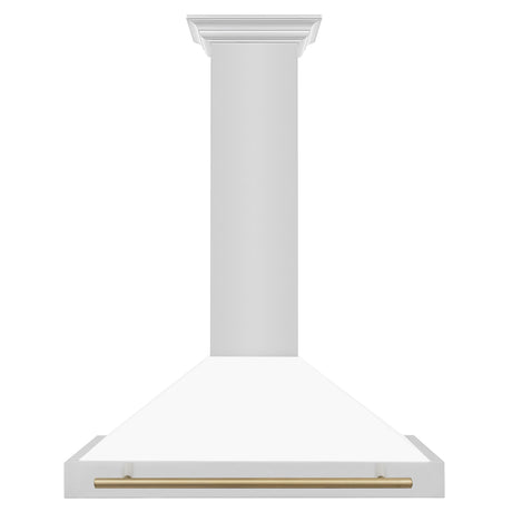 ZLINE 36 in. Autograph Edition Convertible Stainless Steel Range Hood with White Matte Shell and Champagne Bronze Accents (KB4STZ-WM36-CB) [Color: Champagne Bronze Accents]