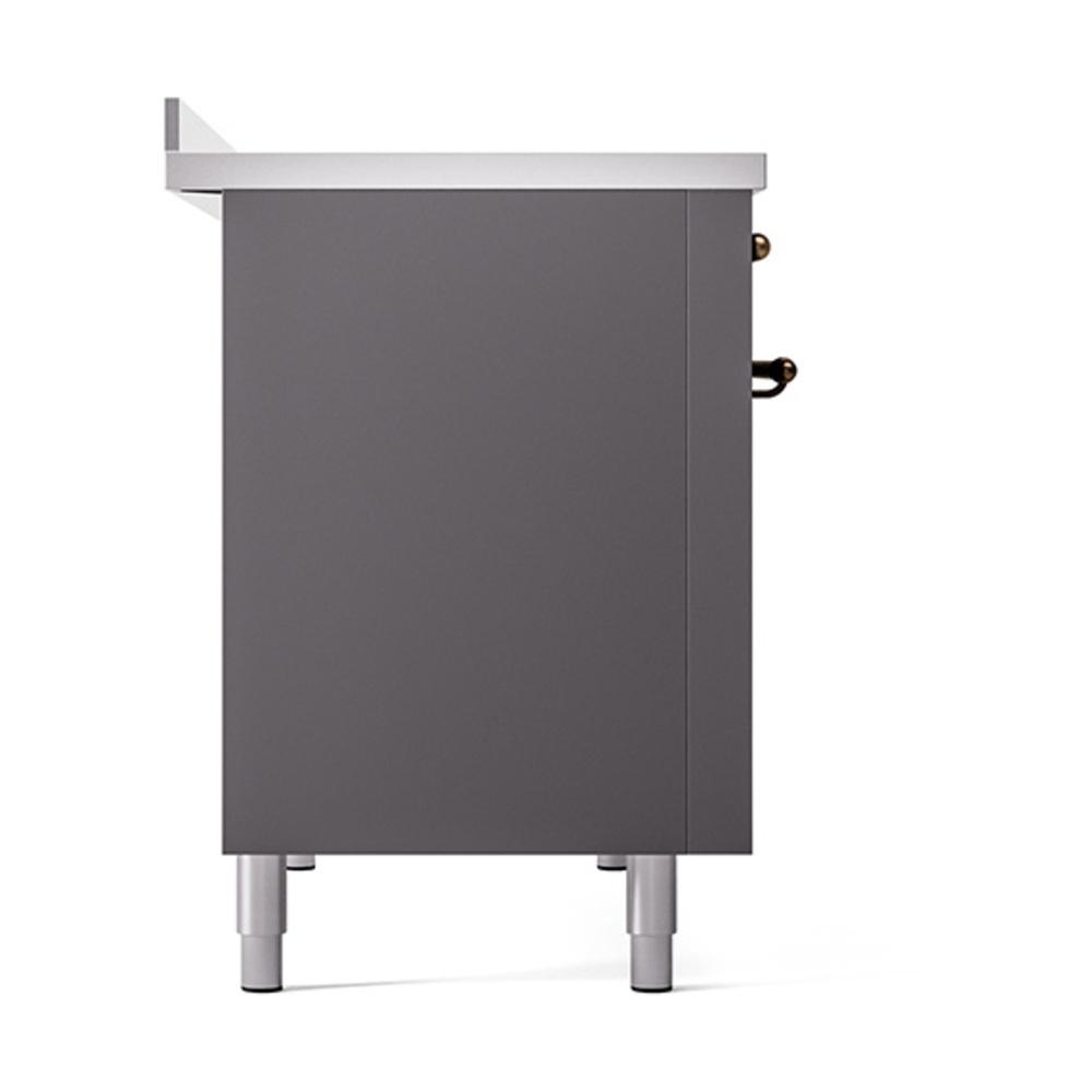 ILVE UNI486QNMPMGB Nostalgie II Noblesse 48 inch Induction Range (Solid Door, Graphite Matte, Burnished)