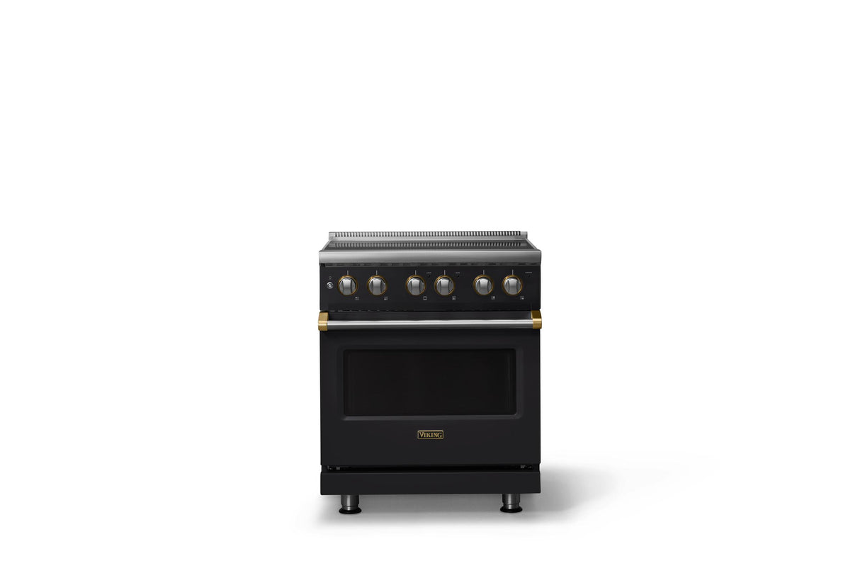 30"W. Electric Range (Finish: Onyx, Trim: Brushed Brass)