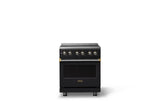 30"W. Electric Range (Finish: Onyx, Trim: Brushed Brass)