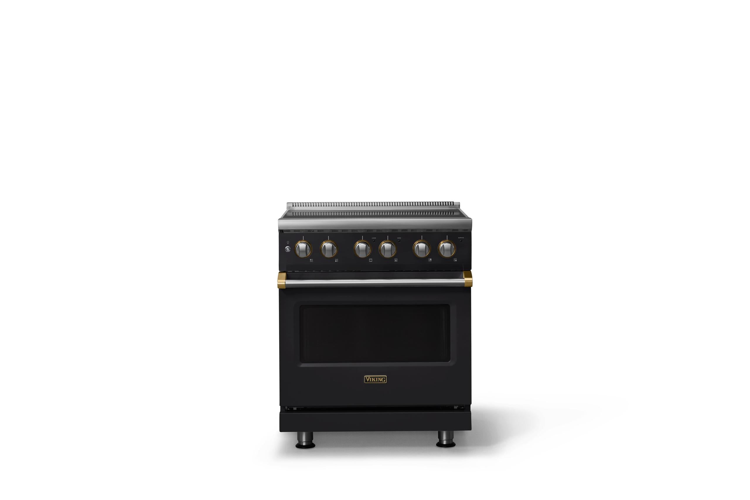 30"W. Electric Range (Finish: Onyx, Trim: Brushed Brass)