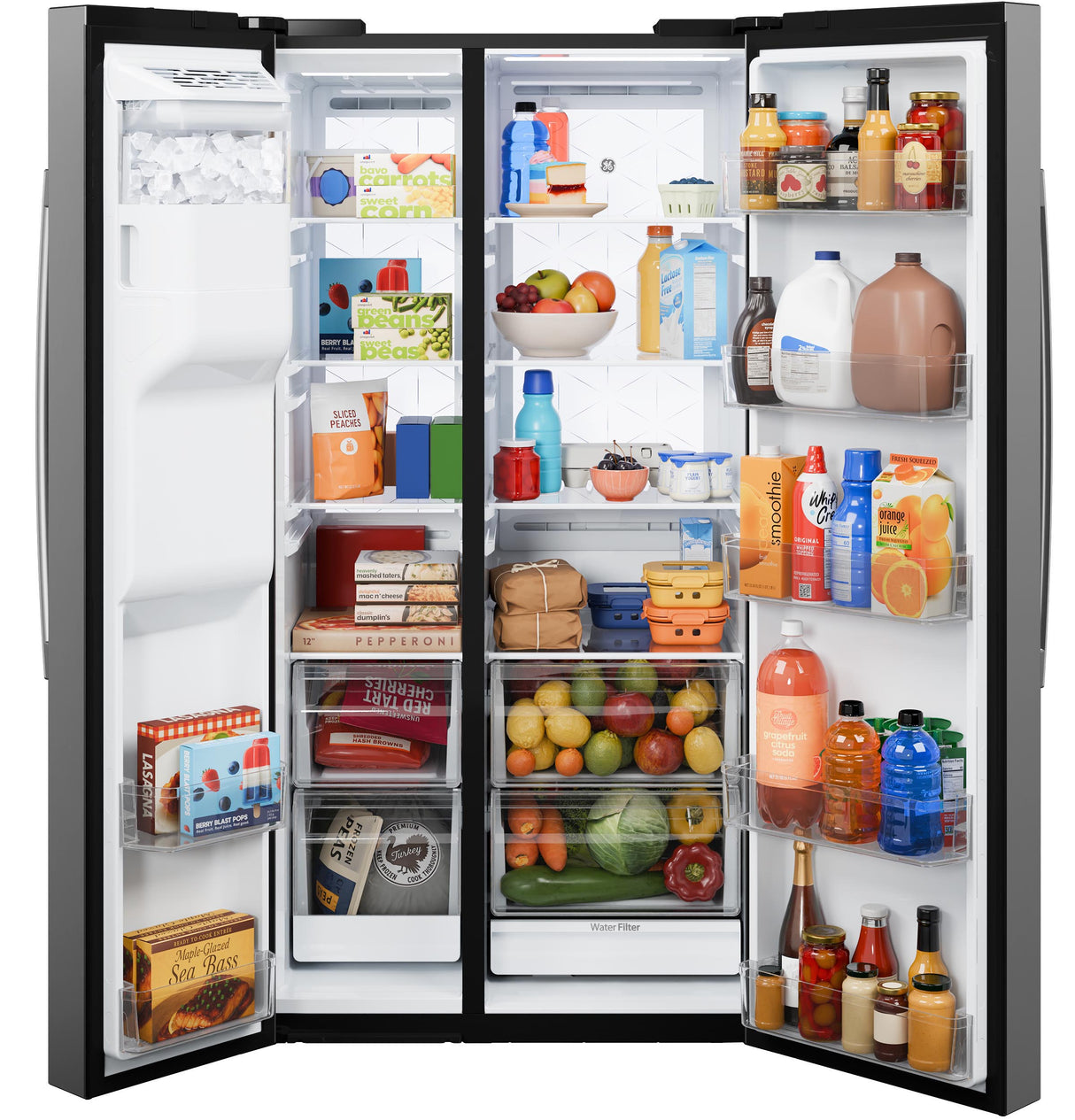 GE® 27.7 Cu. Ft. Side-By-Side Refrigerator with LED Light Walls and Extra Tall Dispenser