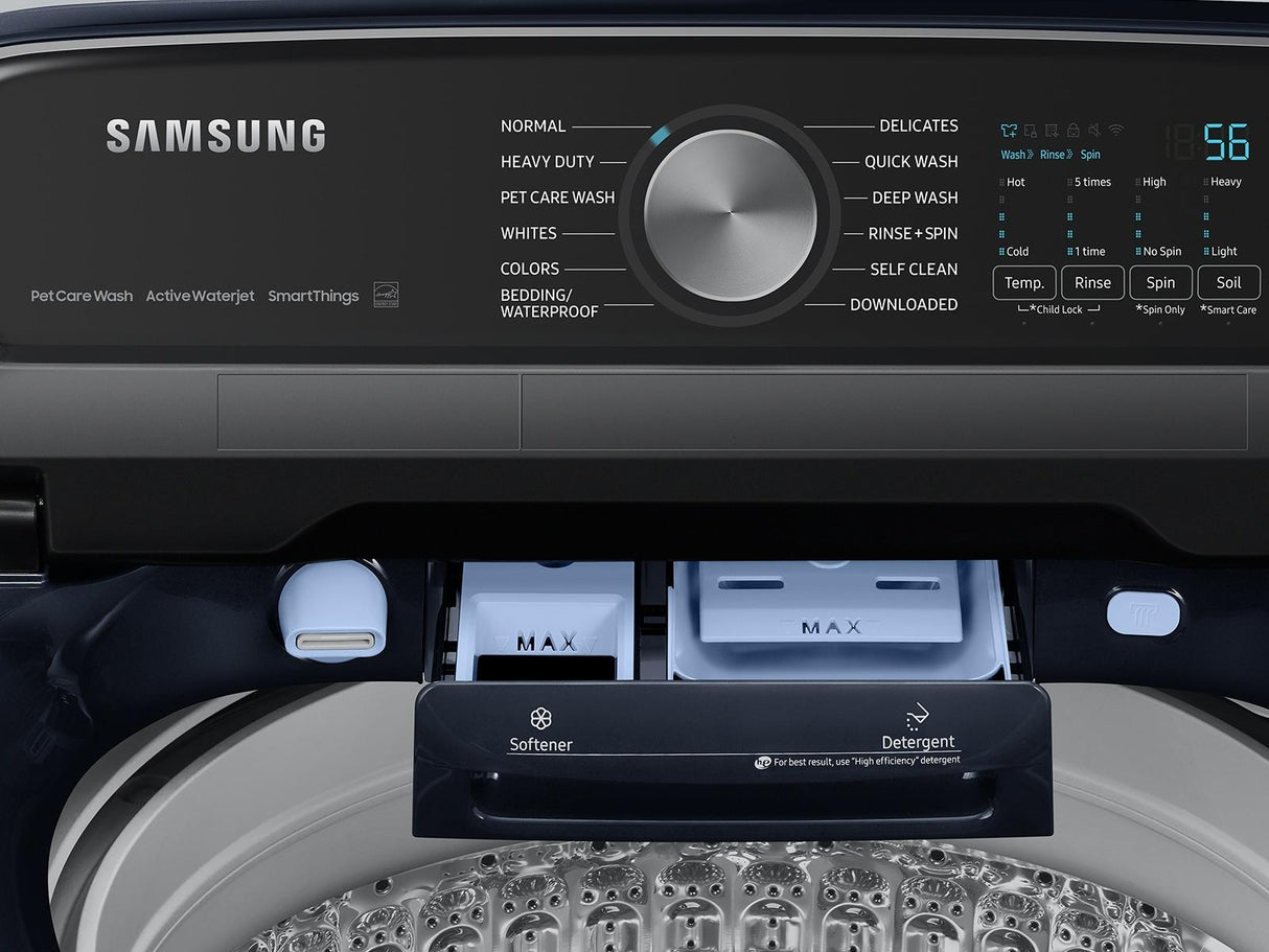 5.4 cu. ft. Smart Top Load Washer with Pet Care Solution and Super Speed Wash in Brushed Navy