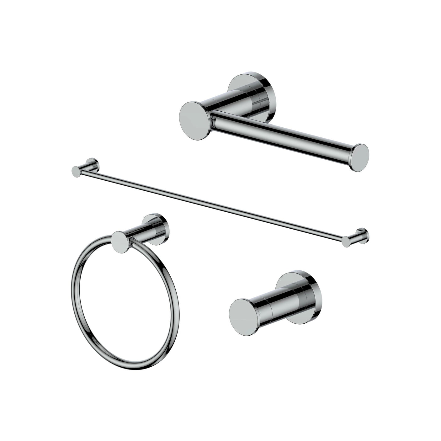 ZLINE Emerald Bay Bathroom Accessories Package with Towel Rail, Hook, Ring and Toilet Paper Holder with Color Options (4BP-EMBYACC) [Color: Polished Gold]