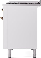 Nostalgie II 48 Inch Dual Fuel Natural Gas Freestanding Range in White with Bronze Trim