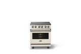 30"W. Electric Range (Finish: Pure White, Trim: Polished Chrome)