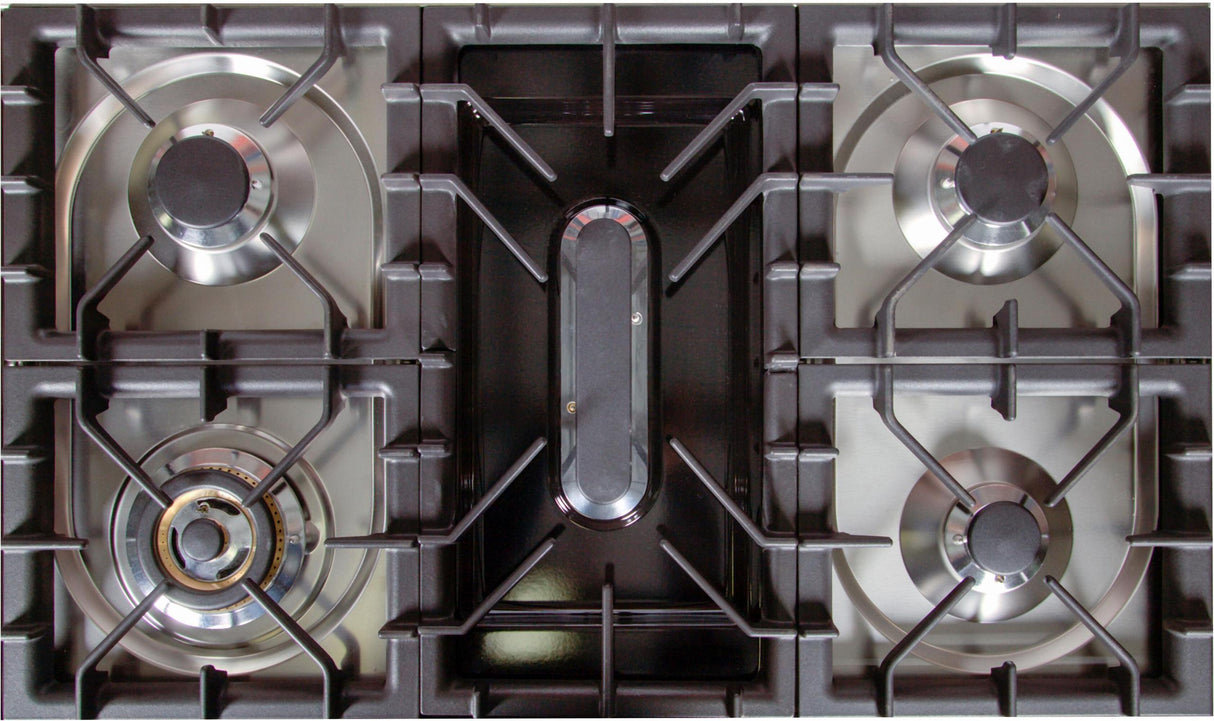 36" Nostalgie Series Freestanding Single Oven Dual Fuel Range with 5 Sealed Burners and Griddle in Stainless Steel