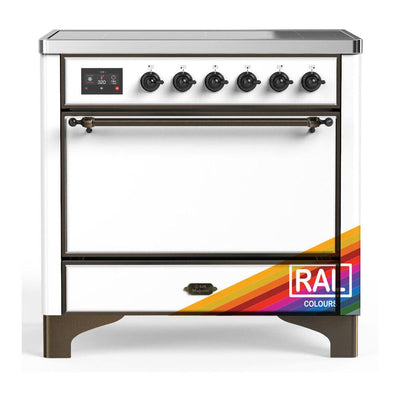 ILVE UMIB36QNR3RAB Majestic III 36 inch Induction Range with 6 Elements, 3.5 cu. ft. Total Oven Capacity (Solid Door, RAL, Burnished)