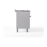 ILVE UN60FQNMPWHBLP Nostalgie II Noblesse 60 inch Dual Fuel Range (9 Sealed Burners + Griddle, Liquid Propane, Solid Door, White, Burnished)