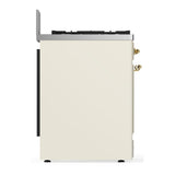 ILVE UM30QNR3AWGLP Majestic III 30 inch Dual Fuel Range with 5 Black Brass Burners, Dual Function Burner up to 25,000 BTU (Liquid Propane, Solid Door, Antique White, Brass)