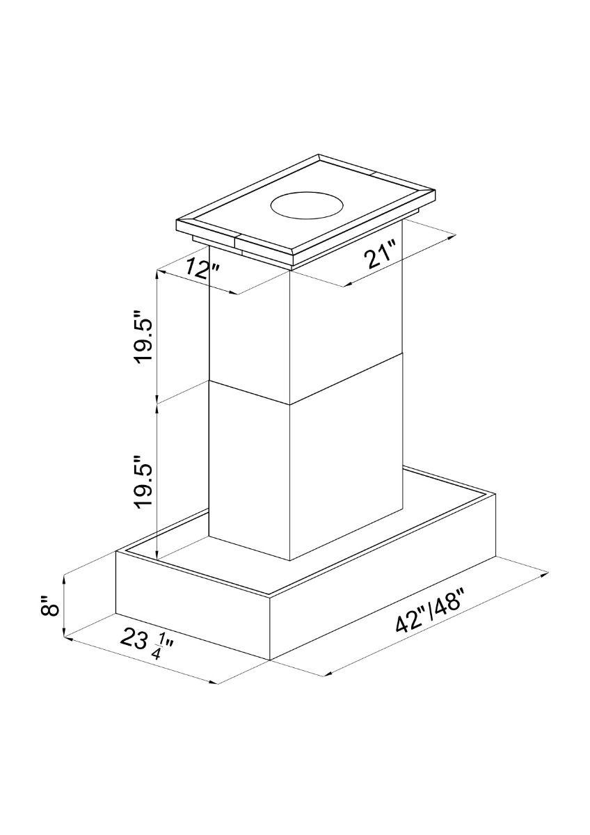 ZLINE 48 in. 1200 CFM Designer Series Wooden Island Mount Range Hood in Butcher Block (681iM-48)