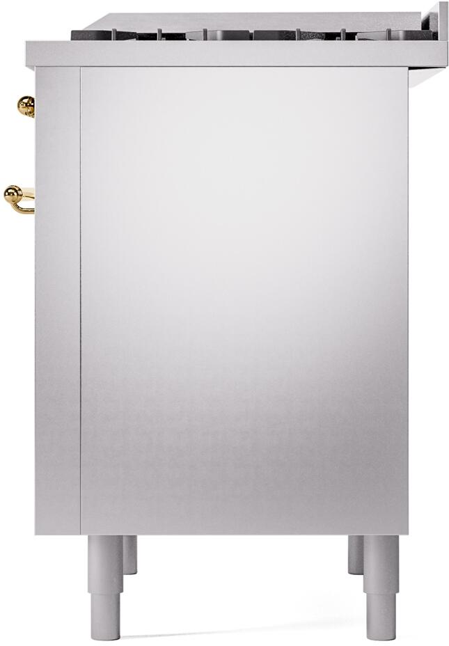 Nostalgie II 36 Inch Dual Fuel Natural Gas Freestanding Range in Stainless Steel with Brass Trim