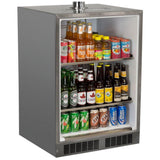 Outdoor 24" Twin Tap Built In Beer Dispenser with Stainless Steel Door - Solid Stainless Steel Door With Lock - Right Hinge