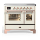 ILVE UMDIB40NR3AWP Majestic III 40 inch Induction Range with 6 Elements, 3.82 cu. ft. Total Oven Capacity (Triple Glass Door, Antique White, Copper)