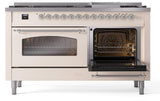 Nostalgie II 60 Inch Dual Fuel Liquid Propane Freestanding Range in Antique White with Chrome Trim