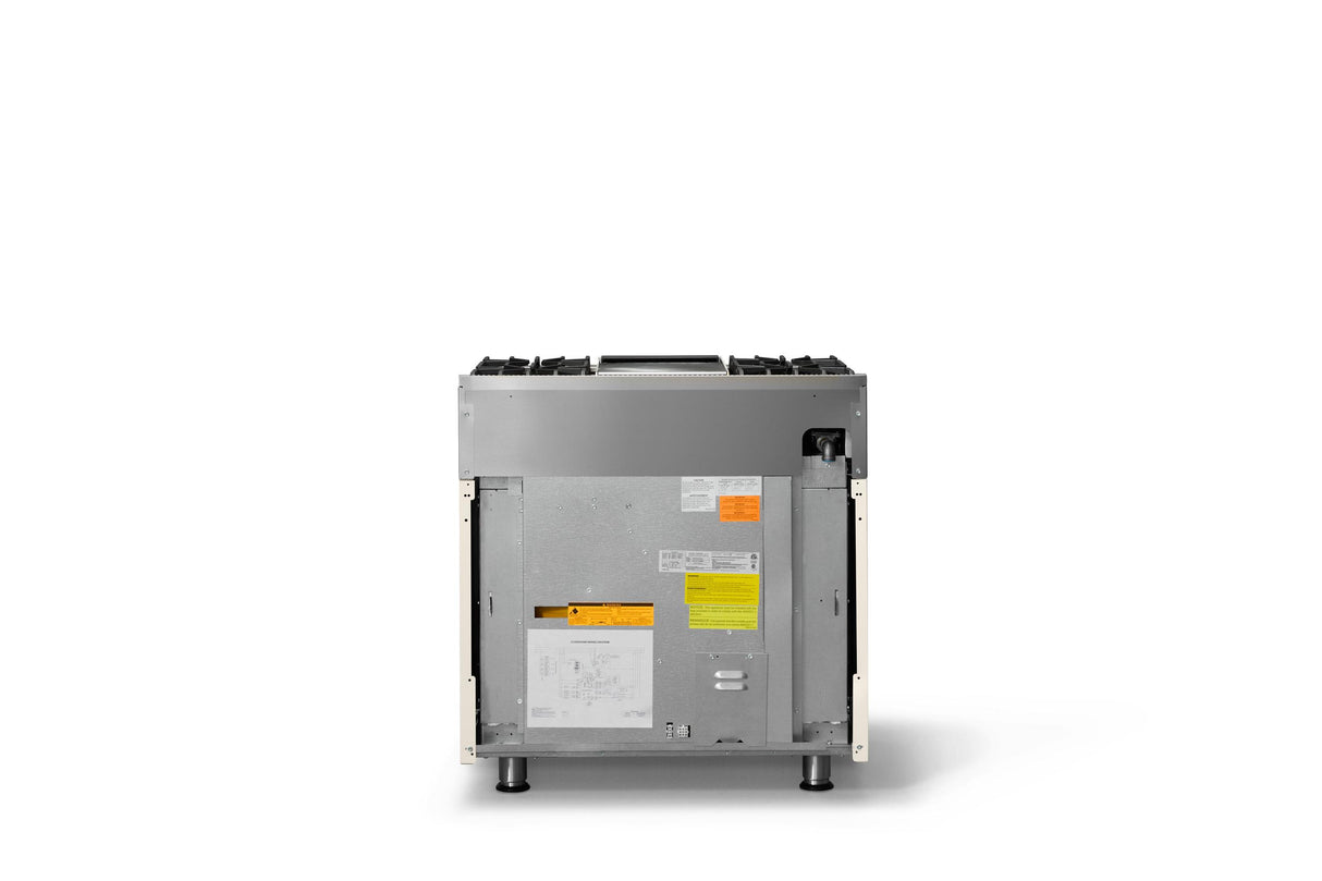 36"W. Dual Fuel Range (Burner: 4g, Finish: Pure White, Trim: Polished Chrome, Fuel: Propane)