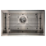 ZLINE 30 in. Garmisch Undermount Single Bowl Satin Stainless Steel Kitchen Sink with Bottom Grid and Accessories (SLS-30S)