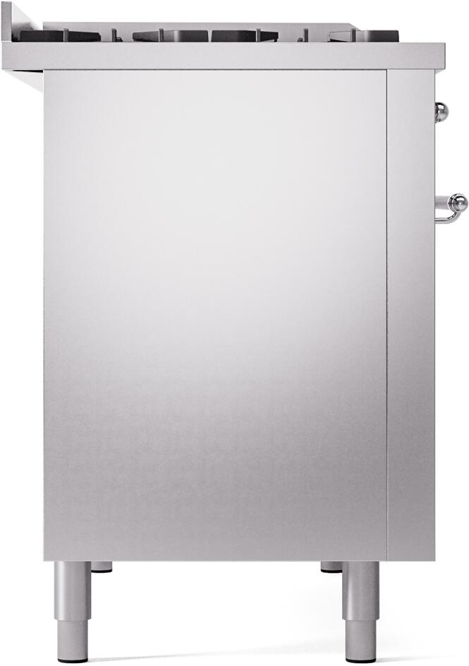 Nostalgie II 48 Inch Dual Fuel Natural Gas Freestanding Range in Stainless Steel with Chrome Trim