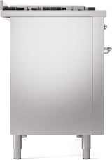Nostalgie II 48 Inch Dual Fuel Natural Gas Freestanding Range in Stainless Steel with Chrome Trim