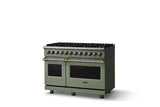 48"W. Dual Fuel Range (Burner: 8b, Finish: Eucalyptus, Trim: Polished Chrome, Fuel: Propane)