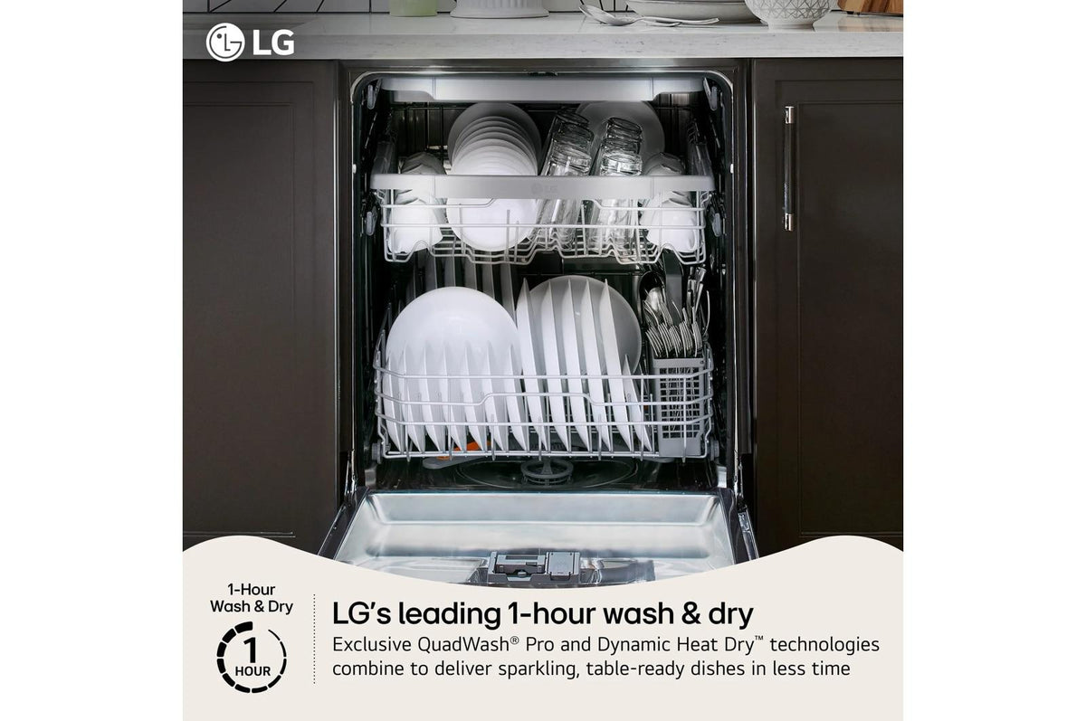 24 Inch 44dBA Smart FlushFit™ Top Control Dishwasher with 1-Hour Wash & Dry, QuadWash® Pro, and Dynamic Heat Dry™ w/AutoVent Dry™