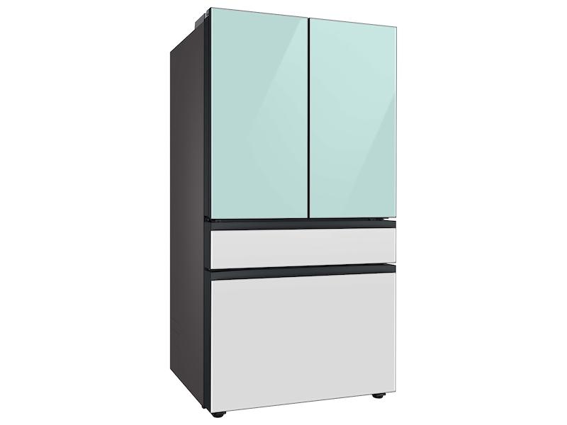Bespoke 4-Door French Door Refrigerator (29 cu. ft.) with Beverage Center™ in Morning Blue Glass Top Panels and White Glass Middle and Bottom Panels